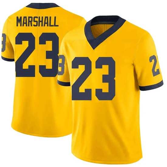 Mens Michigan Wolverines #23 Jordan Marshall Yellow Stitched Jersey Dzhi